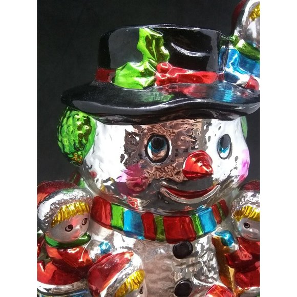 Vintage unique metallic radko pacconi style snowman children votive candle - Picture 7 of 12